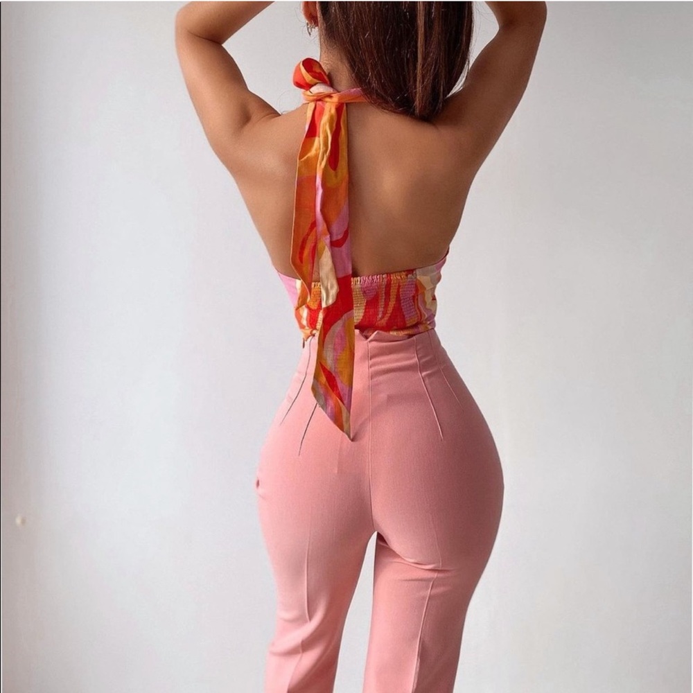 BRAND NEW Zara Light Pink High Waisted Pants/Trousers. Size S.